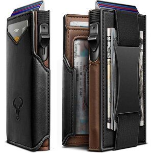 Men Wallet Gift Boxed,Slim Front Pocket Wallet Money Clip Card Holder 3.8"x2.7",
